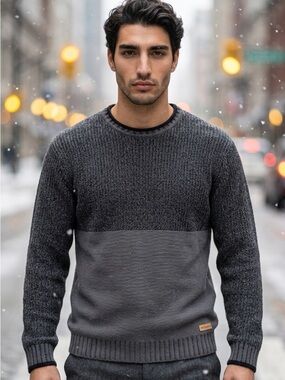Columbia Men's Dark Gray Two-Tone Crewneck Sweater  XL new